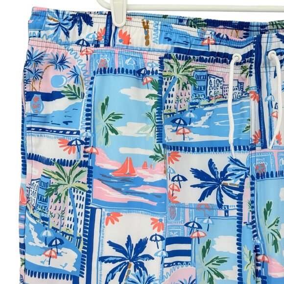 George Men's Stretch Above The Knee Novelty UPF 50 White Postcard Shorts 3XL NWT - Picture 4 of 12